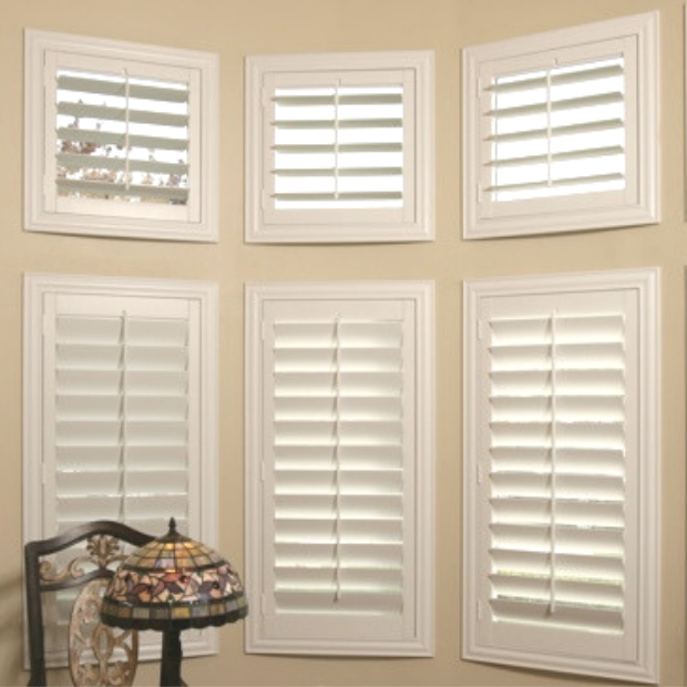 Sunburst shutters on a Hartford bay window