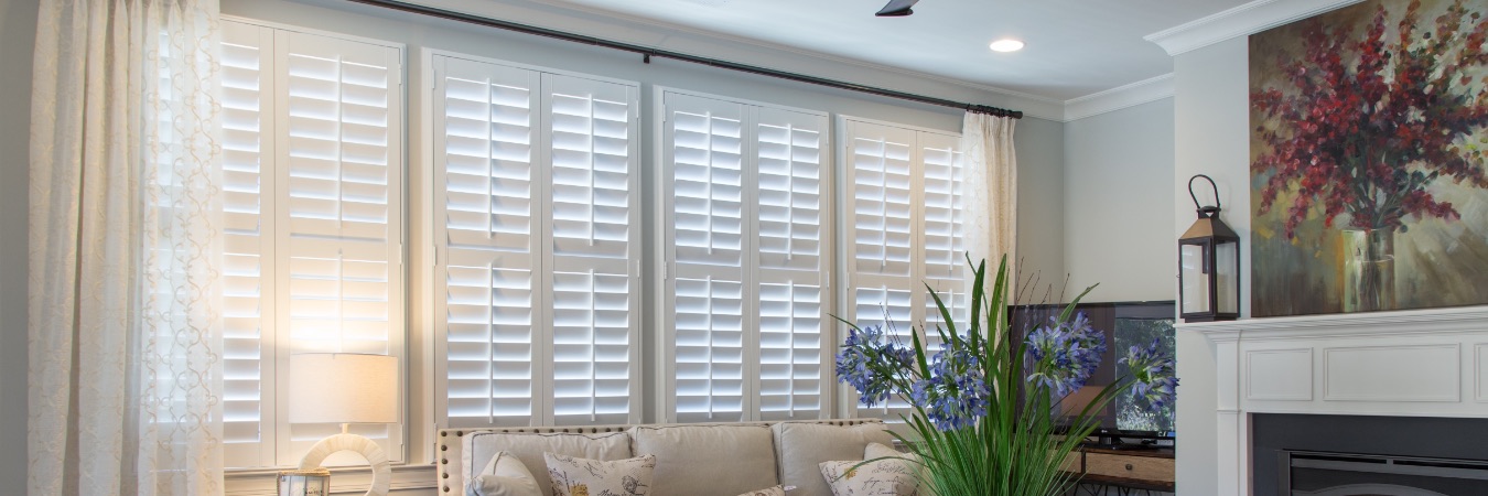 Polywood plantation shutters in Hartford living room