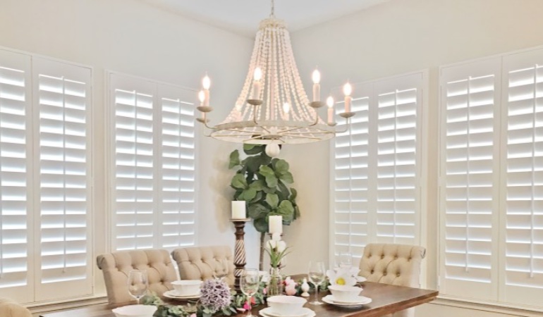 Polywood shutters in a Hartford dining room.
