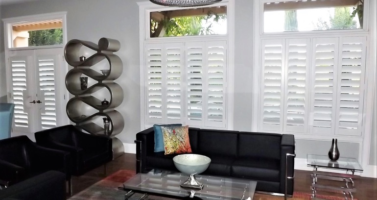 Hartford DIY shutters in living room.