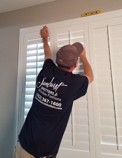 Shutter installation in Hartford bedroom.