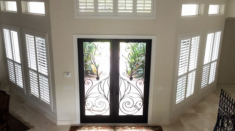 White shutters look great in Hartford entryways Hartford foyer plantation shutters