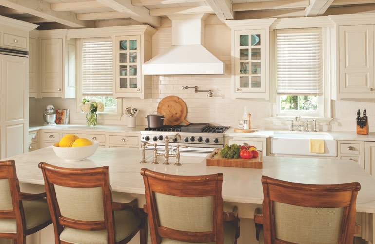 Kitchen Blinds In Hartford, CT Blinds covering the windows of a modern kitchen