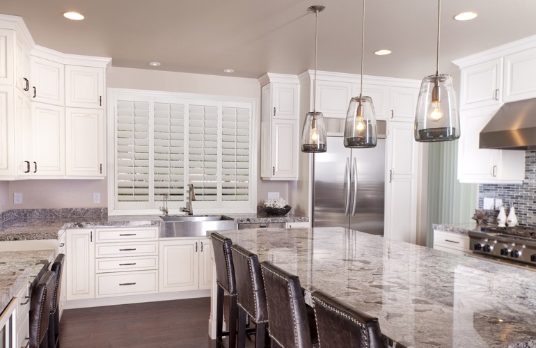 Kitchen Shutters In Hartford, CT A modern kitchen with plantation shutters